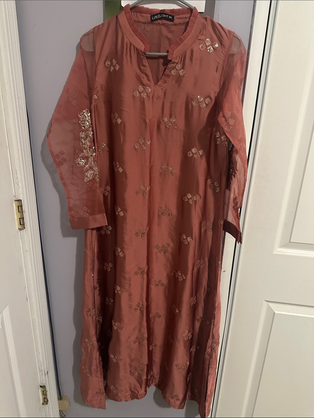 Limelight  Embroidered Long silk shirt and trouser chiffon duppata